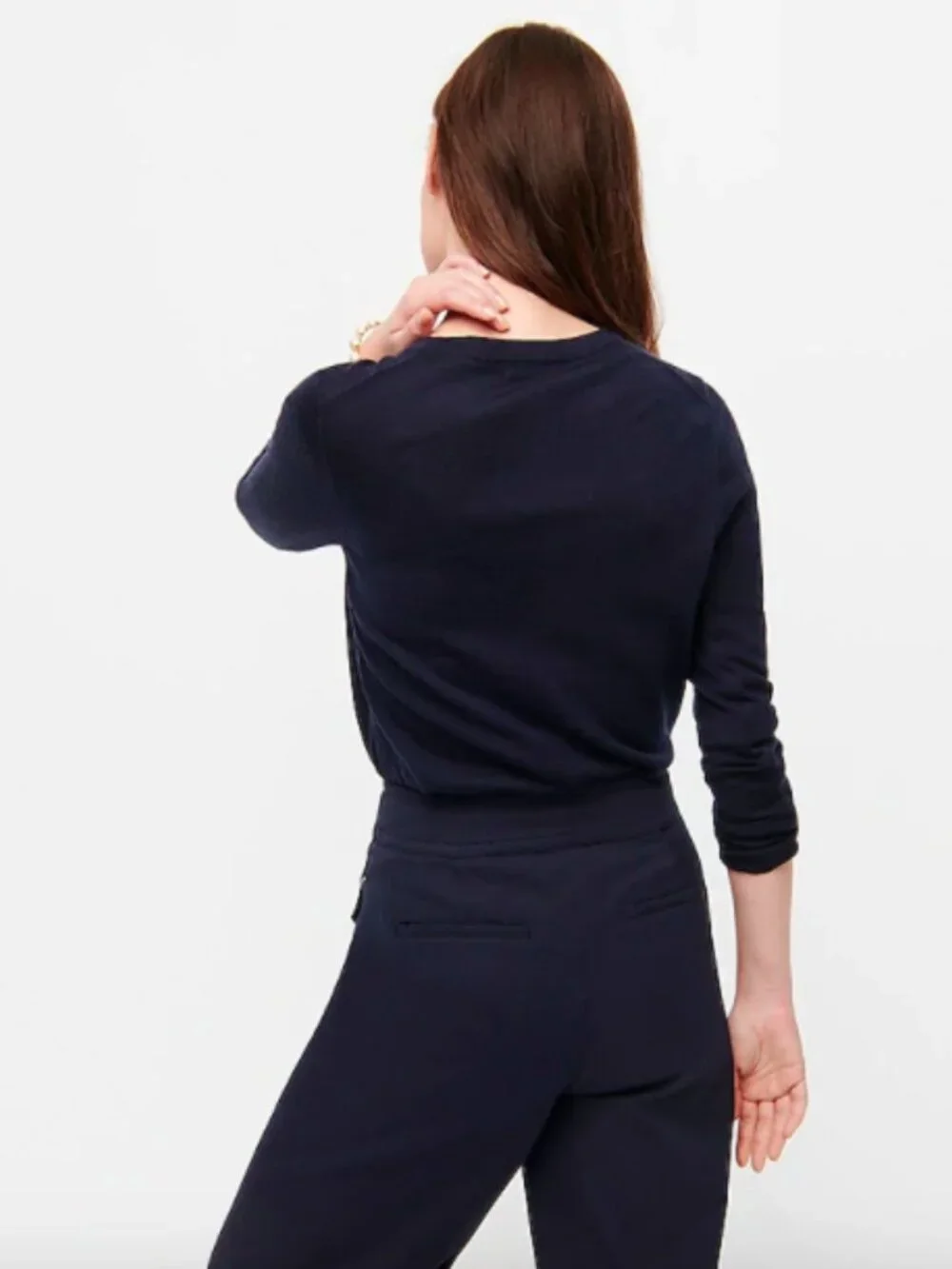 J. Crew Margot Crew Neck Sweater Navy Blue Medium #A2842